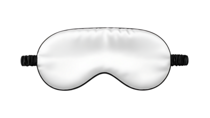 Silky White Sleep Mask with Black Elastic Band on White Background