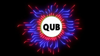 Qub logo in abstract neon circuit background