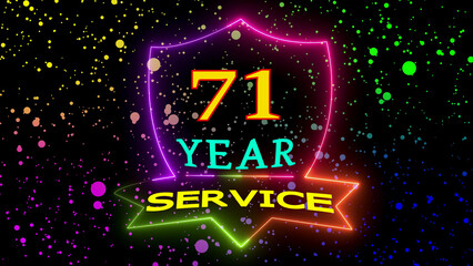 Seventy one year service colorful particle badge