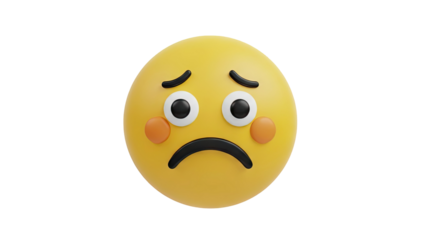 3D Sad Emoji Face on transparent background