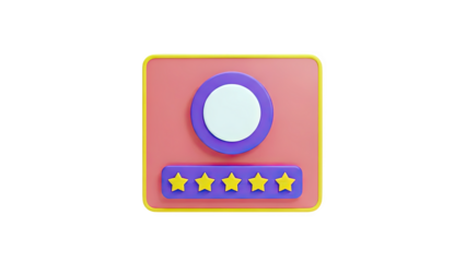 3D Star Rating Icon with Profile Placeholder on transparent background