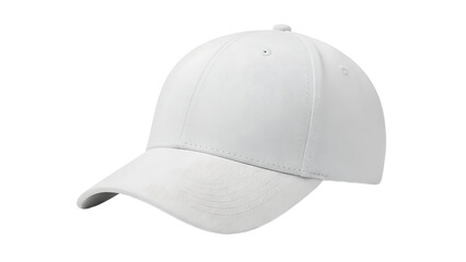 Fototapeta premium White Baseball Cap with Curved Brim and Adjustable Strap on Plain Background
