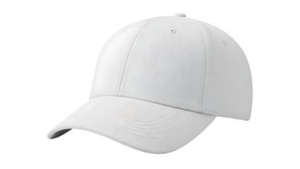 White Baseball Cap with Curved Brim on White Background
