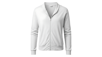 White Zip Up Hoodie Jacket on Plain White Background