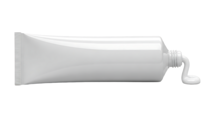 White Cosmetic Tube with Open Squeeze Tip on White Background for Beauty and Skincare Products
