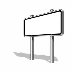 Obraz premium A blank white billboard with a metallic frame and supporting legs is shown