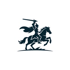 Naklejka premium knight riding horse