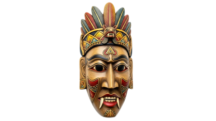 Traditional African Tribal Mask with Intricate Carvings and Bright Colors for Cultural Art and Decor