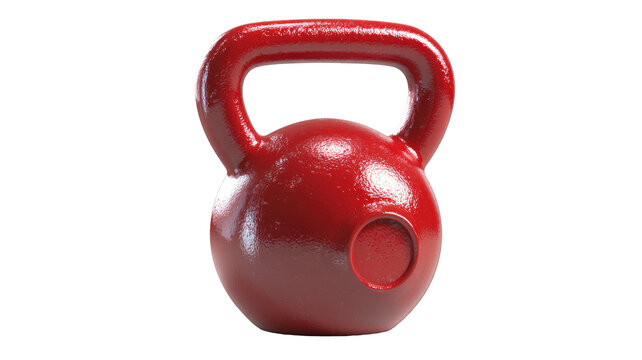 Red adjustable kettlebell for strength training fitness workouts gym exercise weightlifting isolated on white background - Powered by Adobe