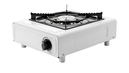 Obraz premium White Single Burner Gas Stove Compact Kitchen Appliance for Cooking