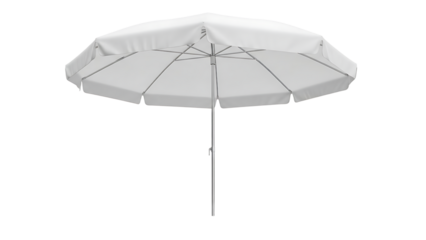White Outdoor Patio Umbrella with Adjustable Tilt in Bright Sunlight