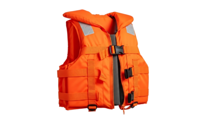 Bright Orange Life Jacket with Reflective Strips and Buckles for Water Safety and Rescue