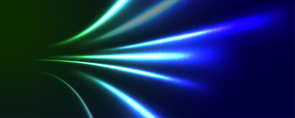 Green and blue neon light trails