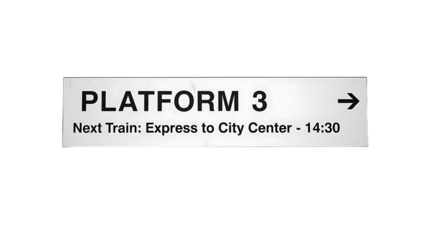 Platform Three Signboard Showing Next Train to City Center at 1430