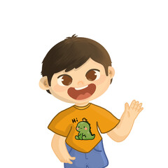 Happy boy character illustration Cute cartoon sticker vector illustration isolated on white background png