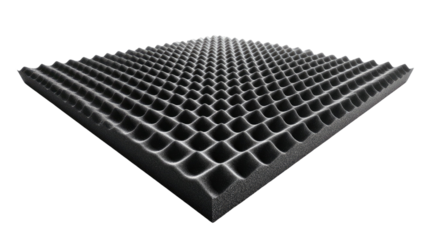 Acoustic foam panel for sound absorption and noise control in recording studios music rooms isolated on white background