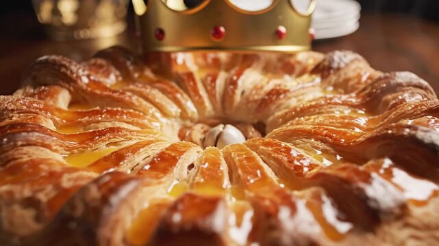 P92-Traditional French epiphany cake Gallette des rois or French King Cake 4K 10s