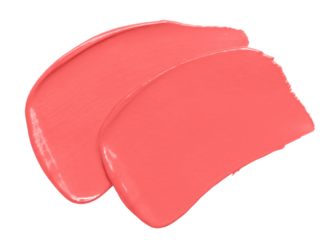 Cream blush, lipstick texture swatch. Pink creamy makeup brush stroke isolated on transparent background