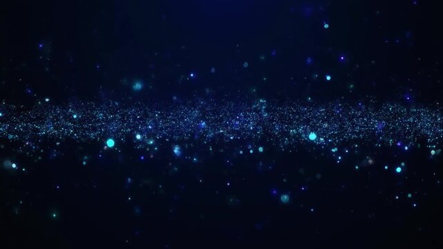 Mystical Night Sky with Glowing Blue Stars in Infinite Darkness