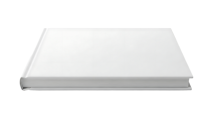 Blank White Hardcover Book on White Background for Publishing and Design