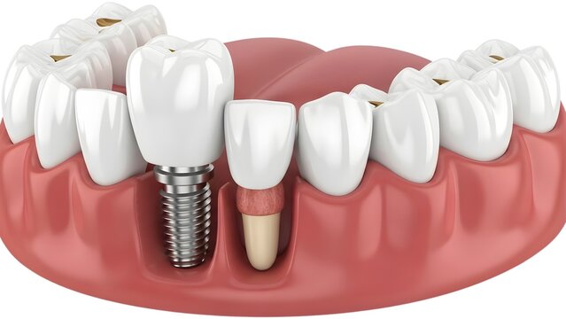 3d illustration of a dental implant replacing a missing tooth