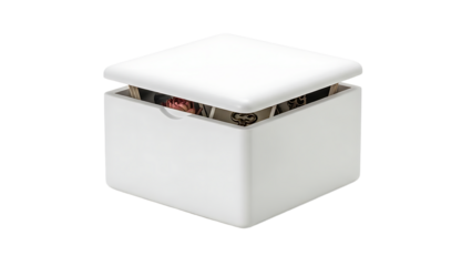 White Square Jewelry Box with Lid Open Showing Jewelry Inside