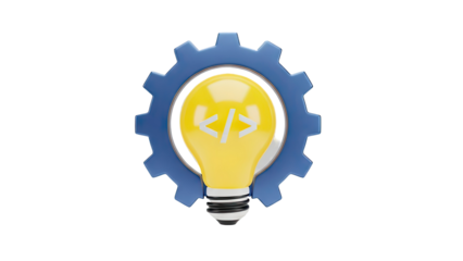 3D Idea and Coding Concept on transparent background