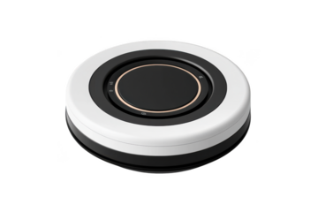 A sleek white and black wireless charging pad on transparent background