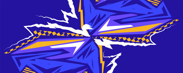 Abstract Energy Background with Lightning and Sharp Geometric Shapes. For Sport or Game Event Banner and Poster Background