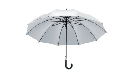 Gray Umbrella with Black Handle Isolated on White Background