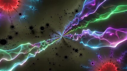 Vibrant neon light trails radiate outward in dynamic motion - Powered by Adobe