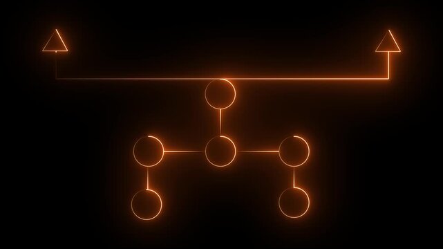 Business Organization neon Line Icon Animation black background 4k video animation.