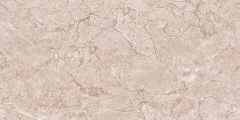 Fototapeta premium Texture of light beige marble with brown lines of a pattern, macro background. Pastel sand color stone backdrop from mineral tile, closeup.