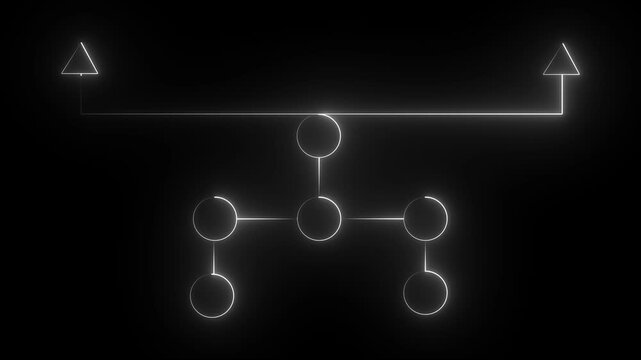Business Organization neon Line Icon Animation black background 4k video animation.