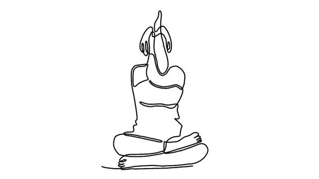continuous line animation of woman yoga pose