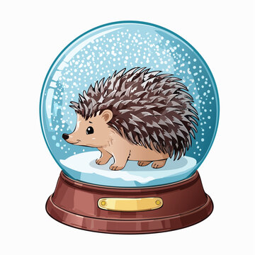 Igel in einer Schneekugel