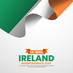 Ireland flag for independence day square banner background with realistic flag