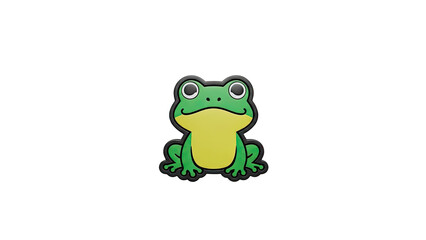 Obraz premium 3D Cute cartoon frog sticker on transparent background