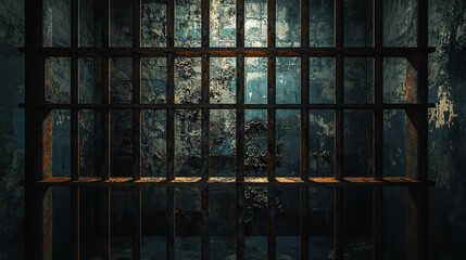 Rusty bars in an old abandoned prison cell.