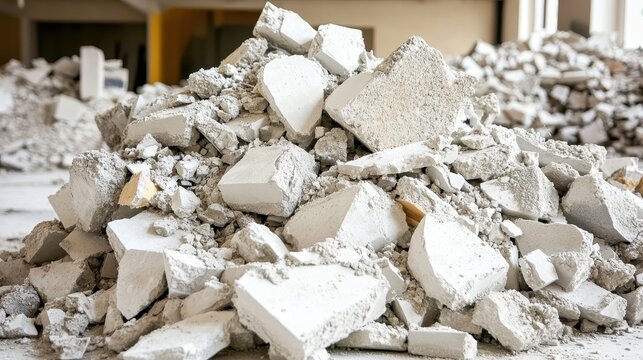 A large pile of broken concrete aggregate materials of various sizes and shapes