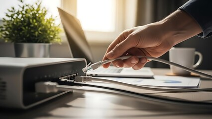 Person working on laptop and notebook.