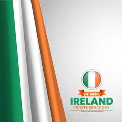 Ireland flag for independence day square banner background with realistic flag