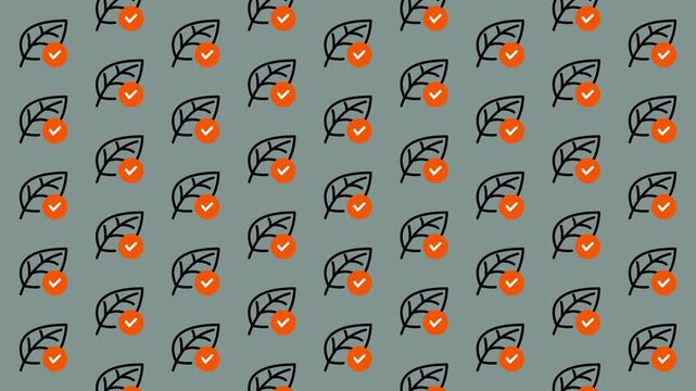 Seamless Pattern of Leaf with Check Mark Icon.