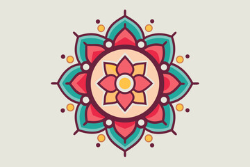 layered floral rangoli decorative icon vector