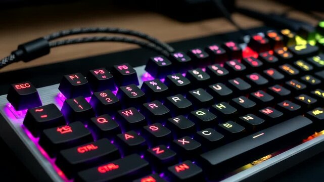 Colorful mechanical keyboard with vibrant lighting effects