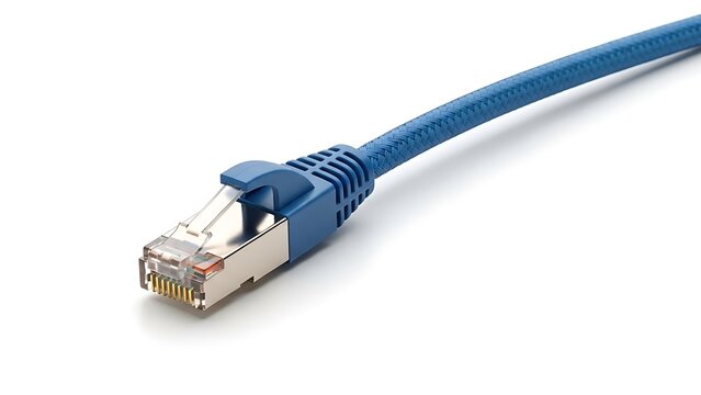 Blue Ethernet cable with rj45 connector.