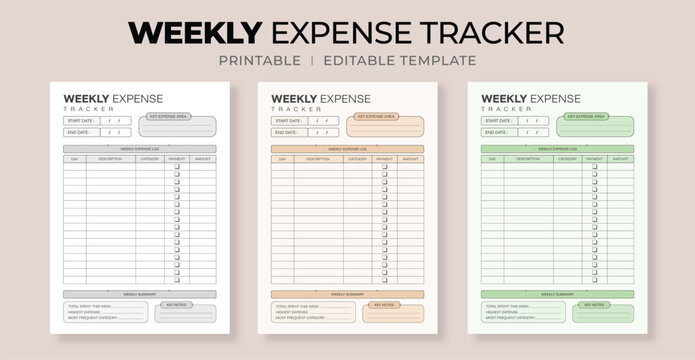 Weekly Expense Tracker Template &ndash; Printable Sheet for Tracking Weekly Spending