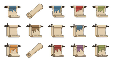 Collection of Cartoon Scrolls and Documents.