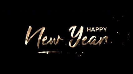 Happy new year gold animation on black background. Suitable for new years eve party invitations or festive social media posts.