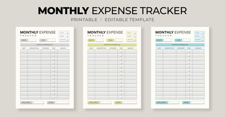 Monthly Expense Tracker Template &ndash; Clean Printable Planner for Monthly Expenses